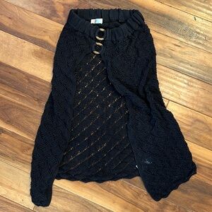 Free people beach black crochet swim cover skirt long
